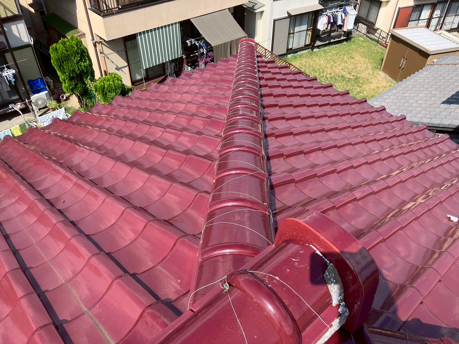 点検を行った瓦屋根